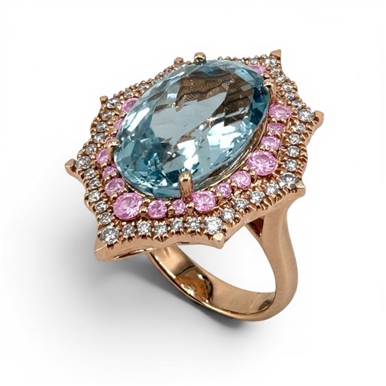 Anello Casciola Gioielli Donna in Oro Acquamarina 16.20 Ct AN.AM.2012 - AN.AM.2012